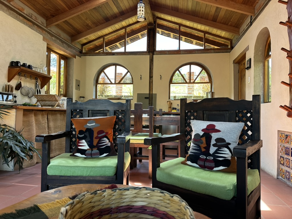 Talavera House living room with arched windows
